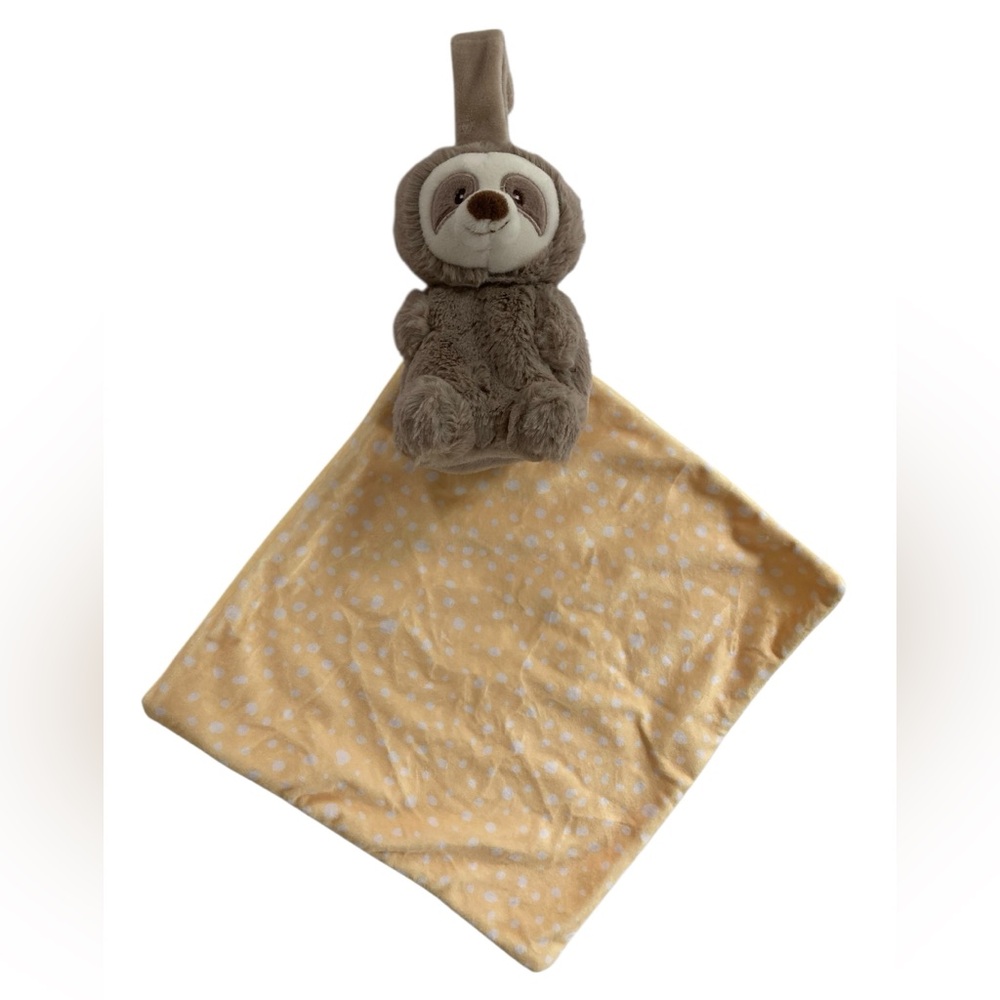 Baby Gund Lil Luvs Reese Sloth Tuck Away 9.5" Security Blanket Lovey Yellow.